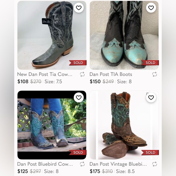 Dan Post Tia Snip Toe Leather Western Cowboy Boot US Womens‎ 8 Turquoise Black - Picture 13 of 13